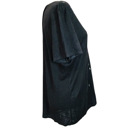 Eileen Fisher Linen V Neck Top Womens Large Black Beaded Goth Quiet Luxury Chic - Picture 9 of 15